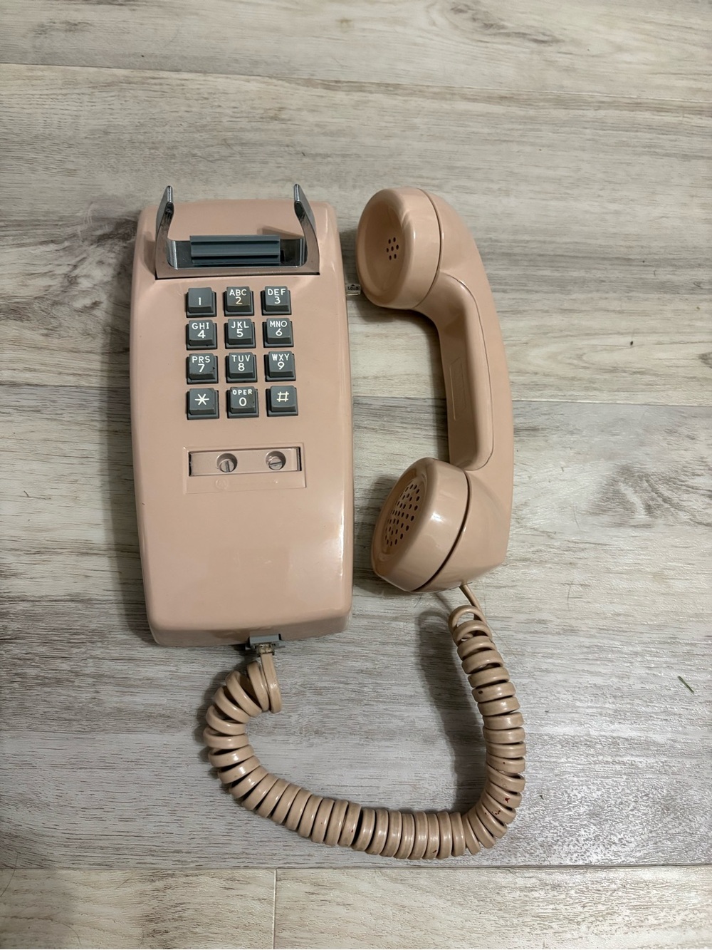 Western Electric 1554B 10-Button Wall Telephone in Rose Beige Vintage